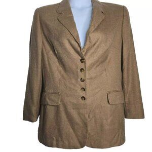 ESCADA Vintage Blazer Womens Size‎ 44 100% Cashmere Knit Brown Jacket